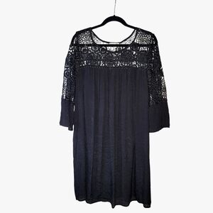Indigo Rose black flowy dress with lace neckline and sleeves Size 2X